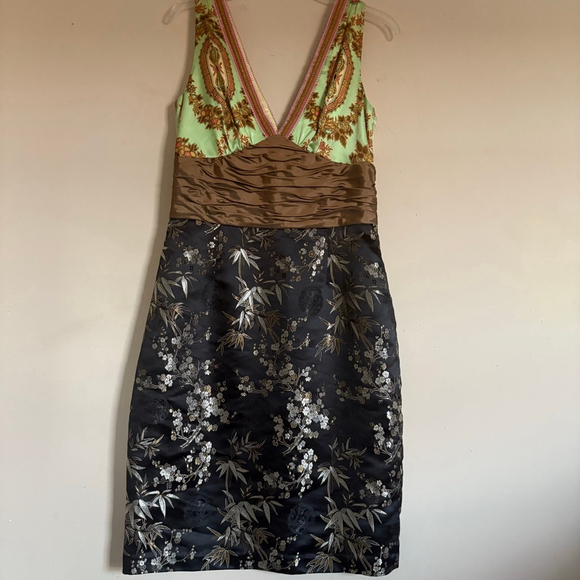 Women's Phoebe Couture Silk Mixed Print Sheath Dress Size 10 Floral - Picture 6 of 13